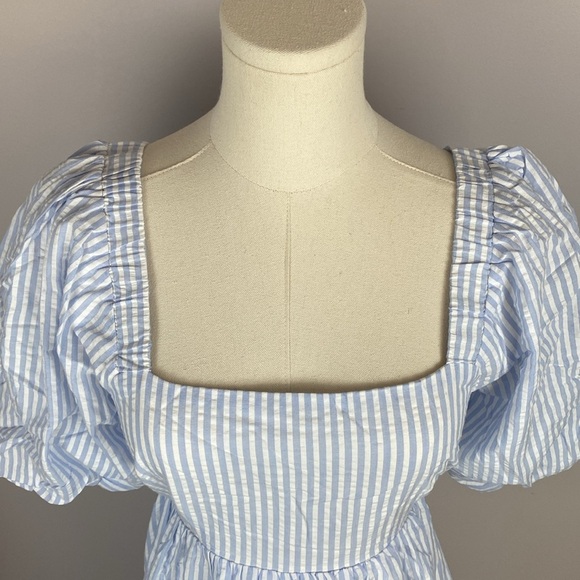 MINKPINK Milani Tiered Midi Dress in Blue & White Small - Picture 13 of 16